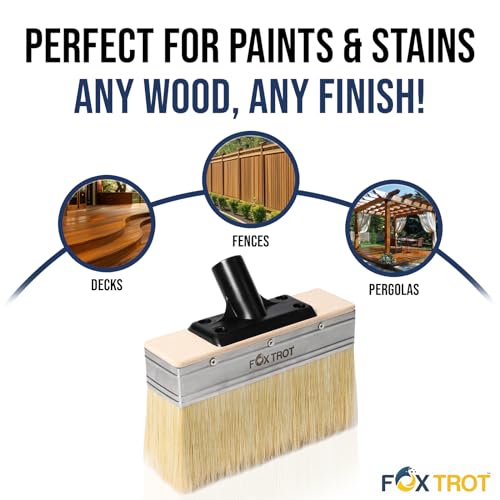 Foxtrot Deck Stain Brush 7-Inch, Stain-Brushes for Wood, Professional Grade Deck-Stain Applicator Brush, Stain and Sealer, Limewash Paint Brush, Deck Brush, Wide Paint-Brush for Staining Wood - size: 7-Inch