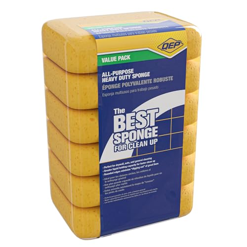 QEP 70005Q-6D 7.5 Inch x 5.5 Inch x 1.875 Inch Grouting, Cleaning and Washing Sponge, X-Large, 6-Pack