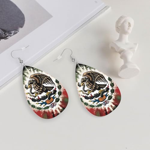 Faux Leather Teardrop Earrings - color: Chrome