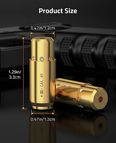 CVLIFE Bore Sight Laser 223 5.56mm/9mm/.243.308/12Gauge/7.62x39mm/.45acp Red Laser Bore Sighter with Batteries - style: .45acp