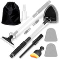 Gray Windshield Cleaner Tool, Car Interior Cleaning Kit with Extendable Handle and 3 Reusable Microfiber Pads, Auto Glass Wiper and Detailing Brush Kit for Car & Home Window - color: Gray