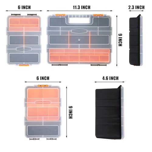 Torin AG421B Hardware & Parts Organizers: 4 Piece Versatile And Durable Storage Toolbox for Bolts, Screws, Nails, Nuts and Small Hardware, Black/Orange - size: 12 inches
