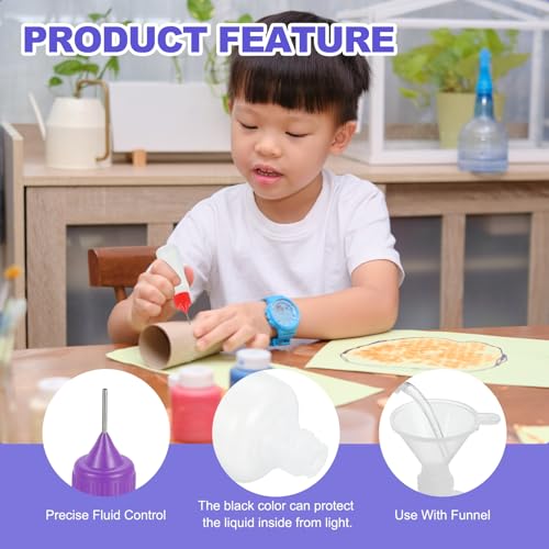 MECCANIXITY 5Pcs Needle Tip Squeeze Bottle, 30ml/1oz Glue Tip Applicator Bottles Plastic Liquid Glue Bottle for Paper Crafts, Painting, Oil, Ink(Purple, with 5 Funnel) - color: Purple, size: 30ml/1 oz