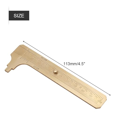 Sliding Gauge Vernier Caliper Ruler, Scale Vernier Caliper Solid Brass Sliding Gauge, mm/inch Handy Sliding Gauge Ruler Measuring Tool, Vernier Gauge Millimeters Tool for(Double