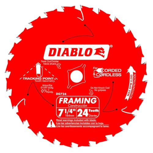 Diablo Framing Saw Blade - 7-1/4" x 24-Tooth, 8000 Max RPM, 10-Pack - size: 5/8" Arbor x 7-1/4" Dia (10 Pack)