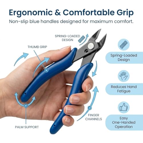 Flush Cut Wire Cutters, Precision Side Cutters for Electronics, 3D Printing, Model Building, Crafting, Jewelry Making - size: 1 Pack