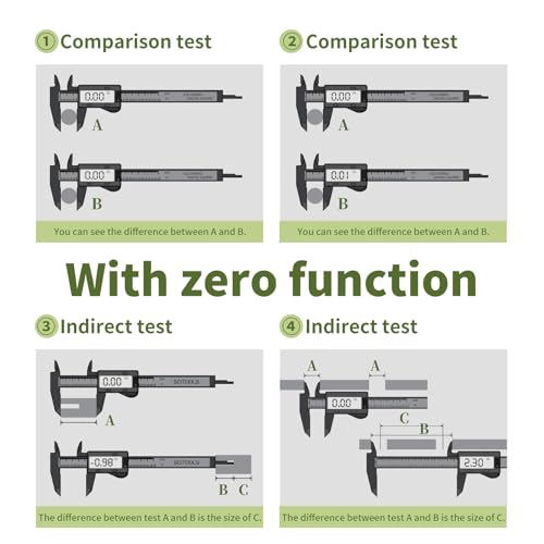Digital Caliper 0-12" Measuring Tool with Metal Ruler, Micrometer Caliper with Auto-Off Feature, Interchangeable Between inches and millimeters for DIY/Household and 3D Printing, Black