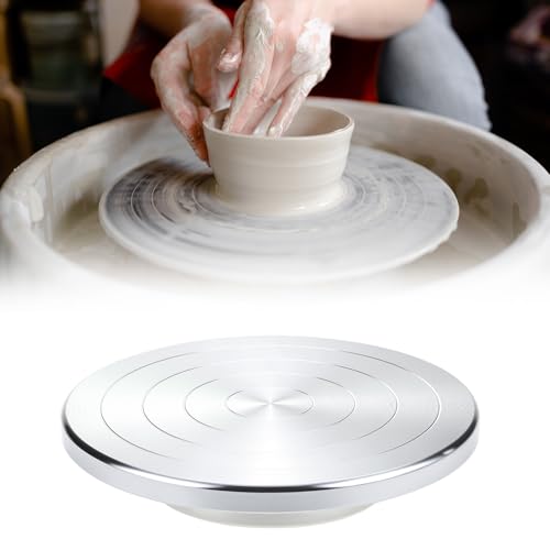 QWORK Sculpting Wheel, 8 Inch Double-Sided Aluminum Alloy Turntable with Smooth Rotation, Versatile Use for Clay Modeling, Cake Decorating, and Art Display