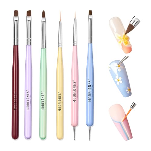 Modelones Nail Art Brushes, Gel Polish Liner Clean up Carving Dotting Tools - color: A-Blue-1