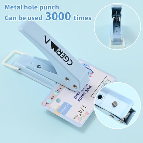 Single Hole Puncher, 1/4" Hole, 50% Labor Savings, Heavy Duty Metal Punch, 15 Sheet Capacity, for ID Cards, Chipboard, Art Project, Crafts Easy Punching, Blue - size: Blue 1 Pack