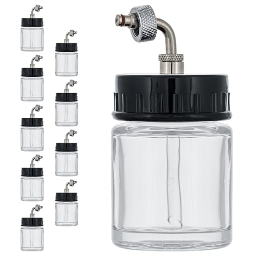 Master Airbrush Pack of 10, TB-007 Empty 3/4 oz. (22cc) Glass Jar Bottles - size: 0.75oz - Glass - Side-Feed