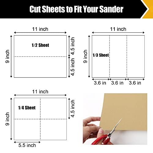BOSHCRAFT 220 Grit Sand Paper 9" x 11", 12 Sheets – Premium Aluminum Oxide Sandpaper for Wood Metal Furniture, Cut-to-Size Sheets for Hand Sander & Sanding Block - size: 12 Pcs