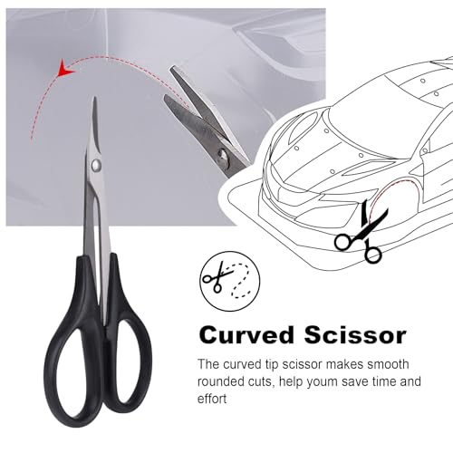 2PCS HobbyPark RC Body Curved Scissors Trimming Scissor for RC Vehicle Truck Buggy Lexan Plastic Bodyshell Helicopter Canopy