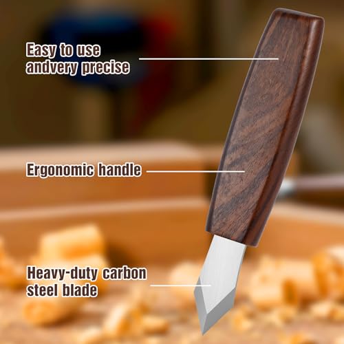 Carving Marking Knife Woodworking Scribing Knife Premium Quality Double Beveled Sharp Blade Professional Wooden Handle Striking Cutter Wood Marking Scribe Gauge Tool with Leather Sheath