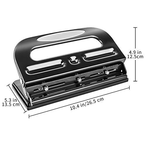 Amazon Basics Semi-Adjustable 3-Hole Punch, 30 Sheet Capacity, Black - style: 2/3-hole, 30-sheet, 1-pack