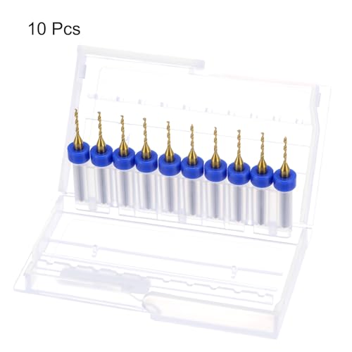 uxcell 10pcs PCB Drill Bits 1/8" Shank 1.2mm Titanium Coated Carbide Micro Twist Mini Drill Bits Set Rotary Drilling Tool for Print Circuit Board Jewelry CNC Engraving - size: 1.2mm