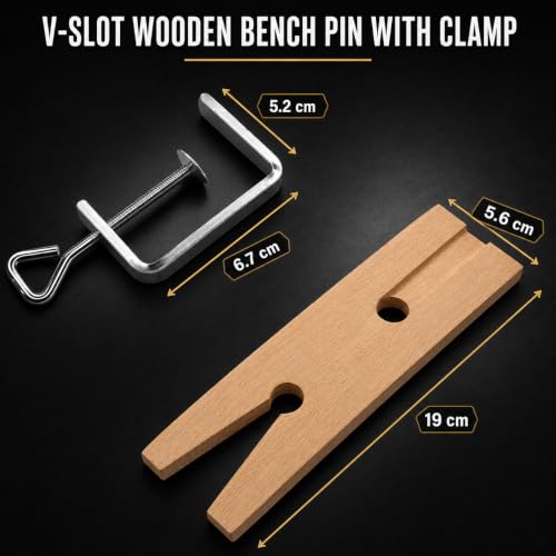 Adjustable Jewelers Saw Kit with 144 Blades and V-Slot Bench Pin with Clamp