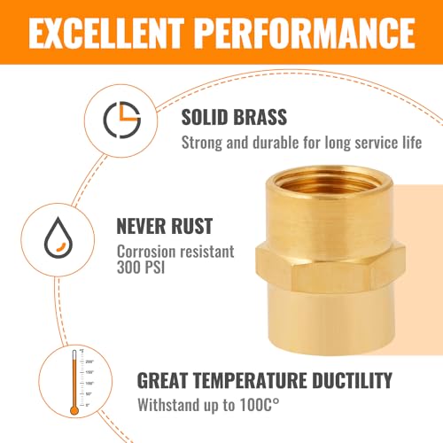 SUNGATOR 1/4" NPT Female Brass Pipe Fitting, Hex Coupling Adapter, 2-Pack - style: 2PCS 1/4" NPT Female