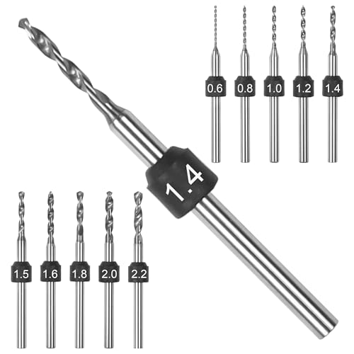 AM Arrowmax PCB Micro Drill Bit Set, 0.6mm-2.2mm, 3/32-Inch Shank, Size Marked, Tungsten Carbide Jewelry Drill Bits, Hole Drilling Tool for DIY, Amber, Beads, Wood