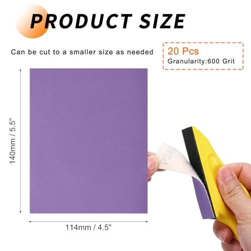 20 Pcs 600 Grit Sandpaper 4.5x5.5 Inch Sand Paper Alumina Abrasive - size: 600Grit