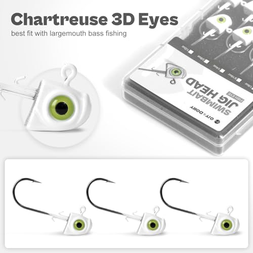 Fish Eye Swimbait Fishing Jig Heads for Bass Fresh&Saltwater - color: White-10Pack, size: 1/4oz