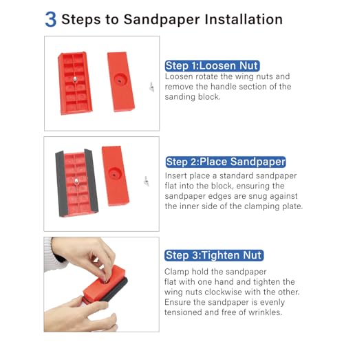 SCOTTCHEN Hand Sanding Blocks Auto Body 2pack, Sandpaper Woodworking Furniture Sander Hand Tool, 50pcs sandpaper, Grit 120 to 3000 - style: Plastic 2 pack