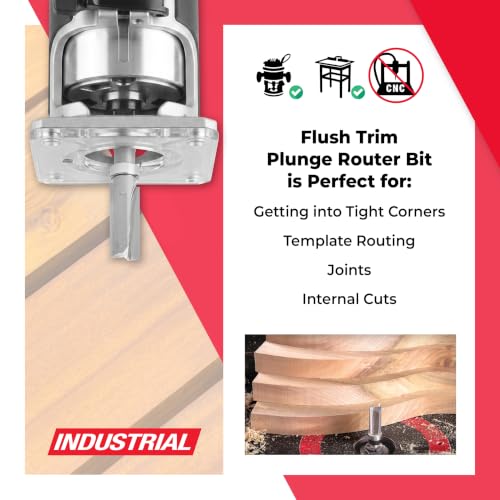 Amana Tool 47228 Flush Trim Router Bit 1/2 D x 1-1/4 CH x 1/2 SHK Bearing - size: 1/2 Dia x 1-1/4 x 1/2" Sh