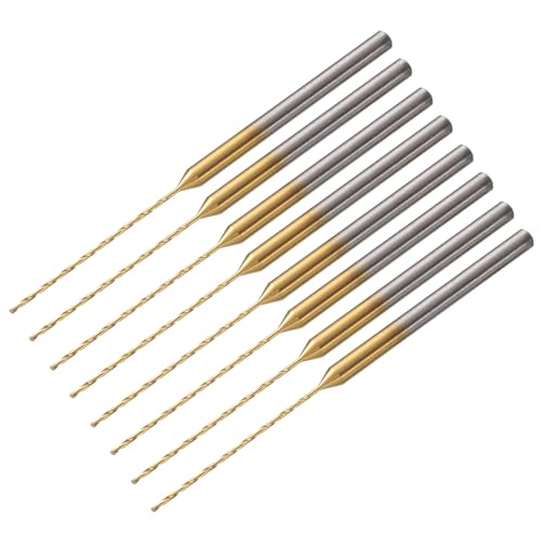 uxcell 8Pcs 0.6mm Mini Twist Drill Bit, Micro Engraving Drill Bits High-Speed Steel 2.35mm Shank Titanium Coated for DIY Resin, Amber and Wood - size: 0.6mm