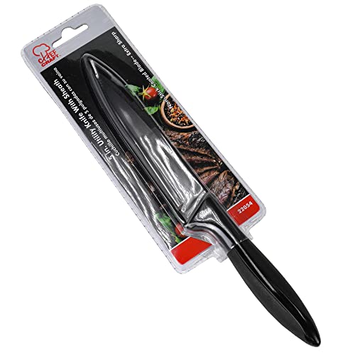 Chef Craft Premium Utility Knife with Sheath, 5 inch Blade 10 inches in Length, Black - style: Utility Knife with Sheath