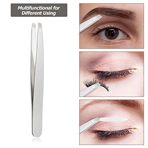 Mudder 12 Pcs Eyebrow Tweezers Set for Facial Hair in Bulk - color: Silver