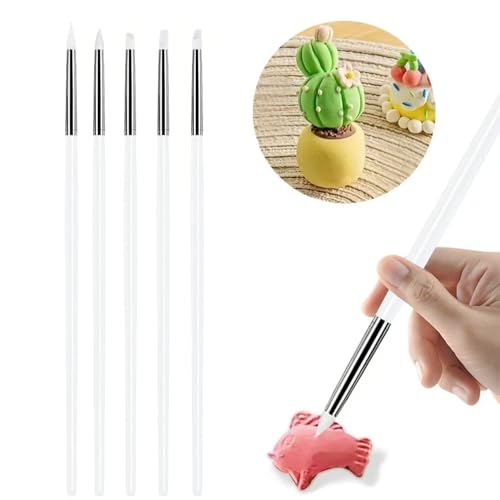 15 PCS Blue Clay Sculpting Tools Set, Professional Silicone Brushes & Dotting Tools Kit for Polymer Clay, Air Dry Clay, Pottery, Modeling & Crafting for Adult-White - color: 15Pcs-White