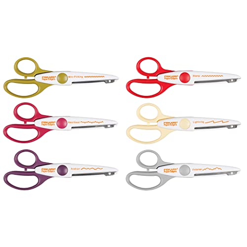 Fiskars Contemporary Paper Edgers Scissors Set for Arts and Crafts, 6-Pack