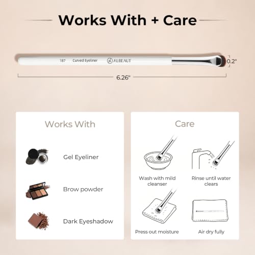 Albeaut Eyeliner Brush, Crescent-Shaped Eyeliner and Brow Brush - style: 187 curved eyeliner