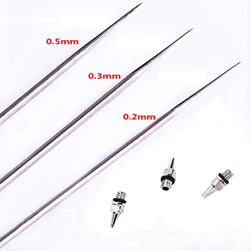 25PCS Airbrush Replacement Parts Kit (0.2mm/0.3mm/0.5mm) - size: 0.2/0.3/0.5MM Needles & Nozzles& Caps+Wrench