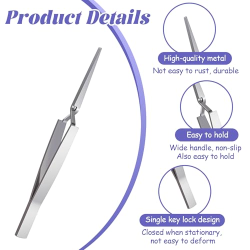 6 PCS Reverse Tweezers, Stainless Steel Craft Tweezers Precision, Model Cross Locking Scrapbook for Jewelry, Electronics, Laboratory, Model Making (Silver)