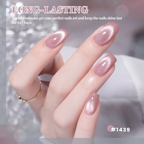 RARJSM Diamond Glitter Cat Eye Gel Polish Set 6 Pcs Sparkle Black Silver Red Blue Brown Nude Color Velvet Ice Jelly Glass Milky Way Cateye Gelpolish with Magnet Stick Curing Requires Home Manicure - color: Milkyway Diamond Cat Eye Set