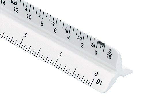 Alvin, High Impact Plastic Architect Triangular Scale, White Drafting and Architecture Ruler for Drawing, Planning, and Design - 12 Inches