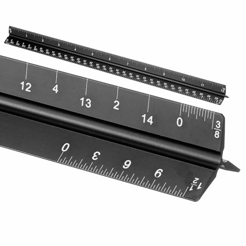 HARFINGTON Architectural Scale Ruler, 12" Standard Aluminum Alloy Black - color: Black, size: 12 Inch