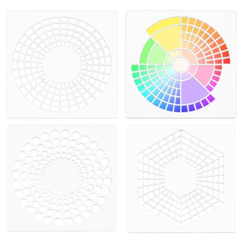 BENECREAT 4Pcs Acrylic Journal Stencils, Handmade Flexible Record Template, Planner Stencil for Bullet Journaling, Reusable Calendar Planners, Durable Writing & Drawing Tools - style: Square