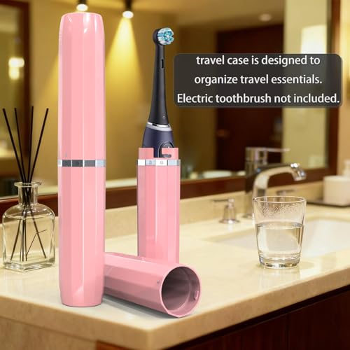 Long Ventilated Electric Toothbrush Travel Case, Portable Holder, Fits Most Standard Straight Electric Toothbrushes (Pink)