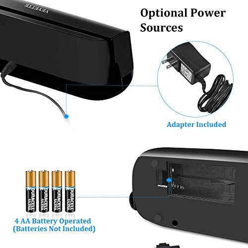 Electric 3 Hole Paper Punch, VEYETTE Paper Puncher with Adapter for Office School Studio, 20 Sheet Capacity, AC or Battery Black