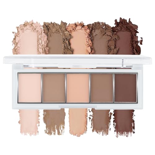 Nude Matte Eye shadow Palettes Makeup, 5 Cool Neutral Matte Cream Eyeshadows – Off White, Beige, Light to Dark Brown – Velvety Finish Highly Pigmented Eye Shadow Palettes (01#, Pack of 1) - color: A-#01