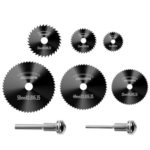 8 Pcs HSS Saw Blades Cutting Wheel Set, Blackening, with 2 Mandrels - style: Blackening HSS 6+2
