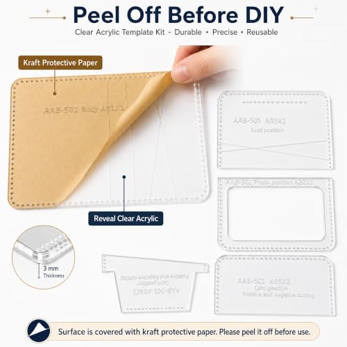 RIVEENY Acrylic Leather Craft Template, DIY Pattern Tool for Coin Purse - color: AAB-501