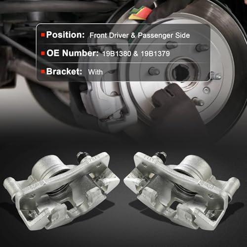 cciyu Front Left & Right Disc Brake Calipers w/Bracket 19B1380 19B1379 - size: Front[19B1380+19B1379]