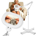Floor Magnifying Glass with Light, 4 Wheel Stable Stand Base 12X - color: White