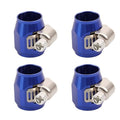 Aluminum Hose End Finisher Clamp, Universal Fit, Red Chrome Finish, 4pcs Set for Stainless Steel and Rubber Hoses, Model (Blue, 6AN) - color: Blue, size: 6AN