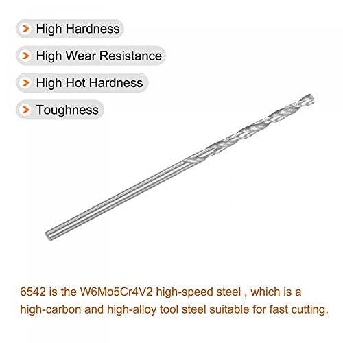 uxcell 10Pcs 2.05mm HSS(High Speed Steel) W6542 Micro Drill Bits - size: 2.05x59mm