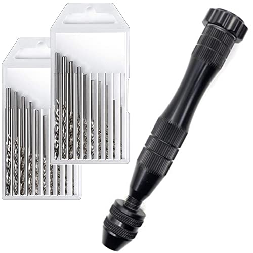 KINGFOREST Hand Drill, 20pc HSS Bits 0.8-3mm, for Wood Resin（Black） - size: black-20pcs drills
