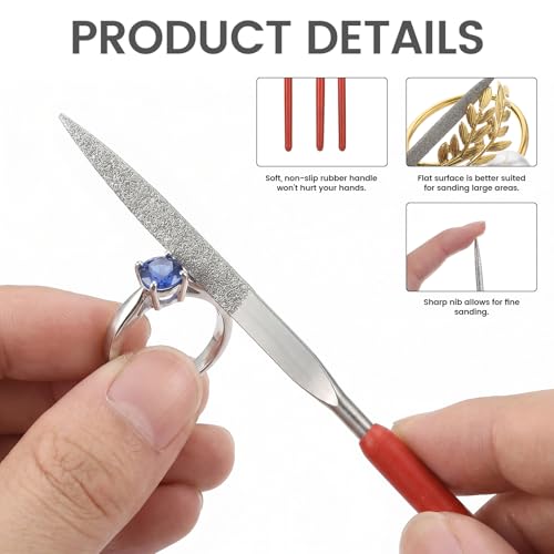 11 Pcs Mini Diamond Needle File Set Small Metal Riffler Files Jewelers File Precision Hand Tools with Leather Case for Glass Wood Stone Jewelry Plastic Carving Round Triangular Square Flat Shape